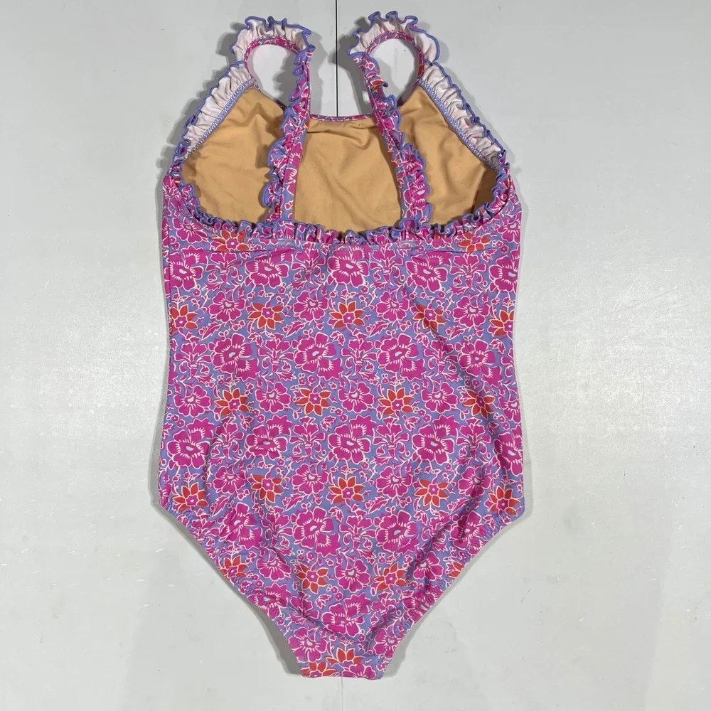 Crewcuts J.Crew Girls Floral Ruffle One Piece Swimsuit 12 Beachy Summer Resort
